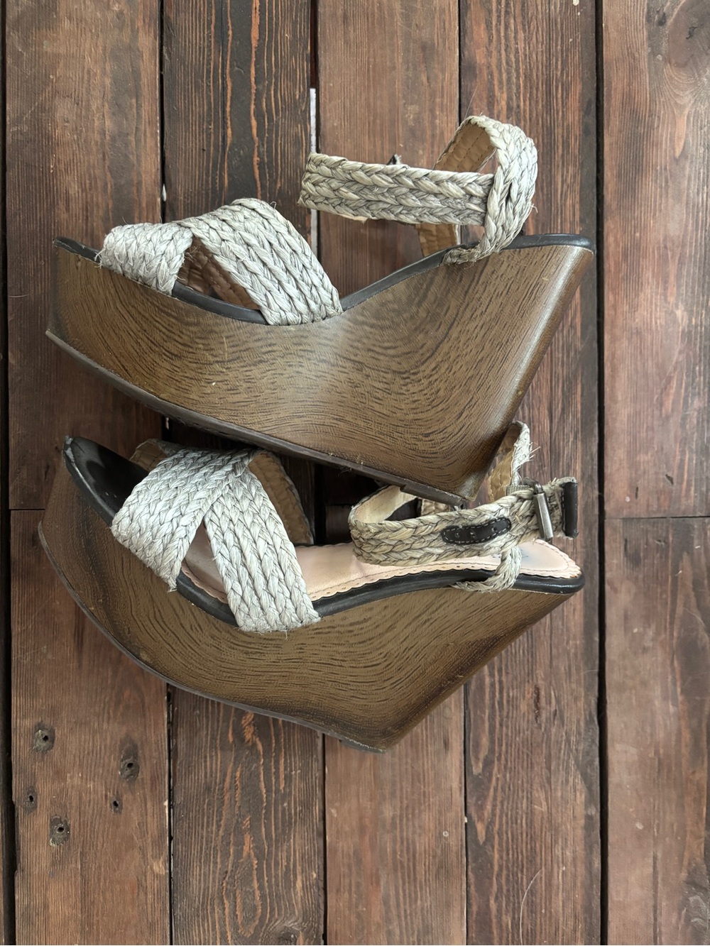 Woven Rope Platform Wedge Sandals